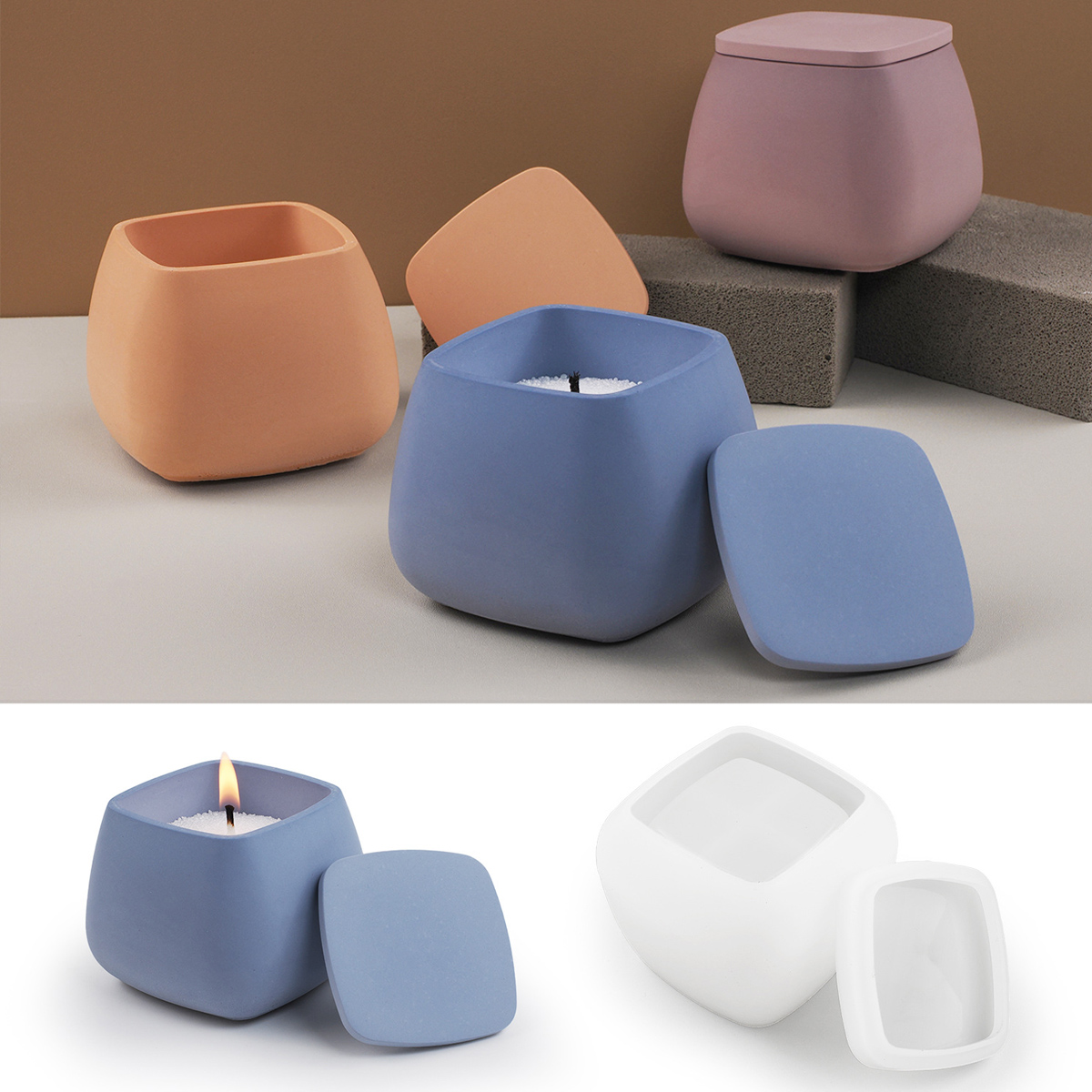 Candle Making Jars - Square Candle Jar Silicone Mold DIY