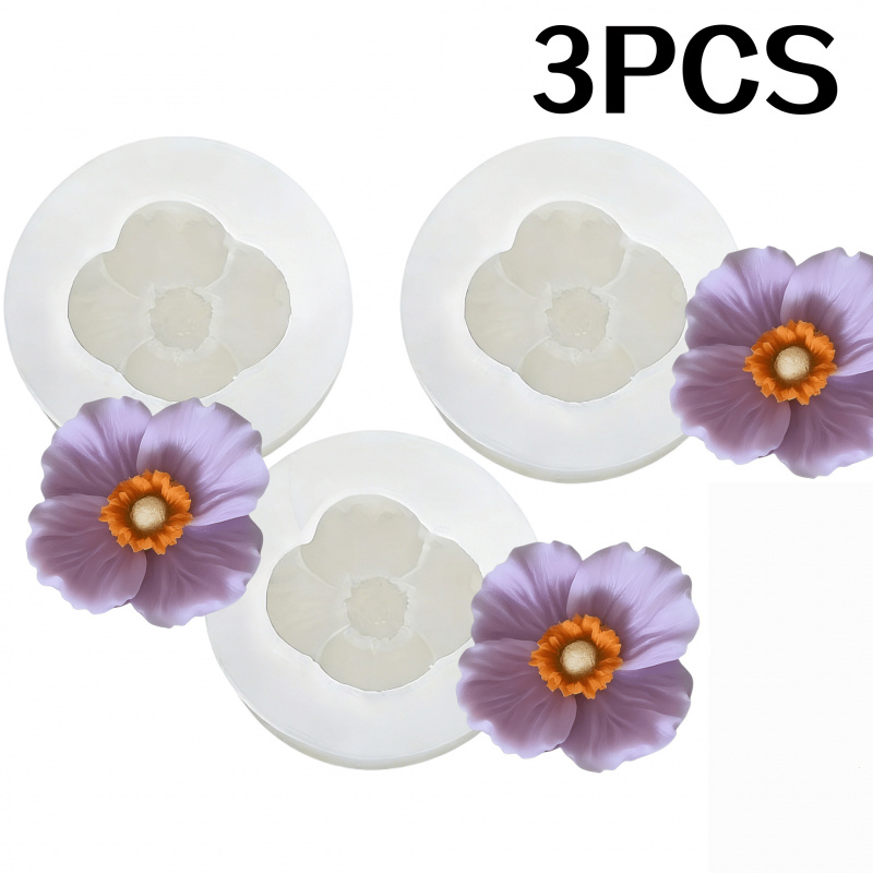 Candle Making Jars - 3Flower silicone mold，Silicone flower candle，Resin，Soap liquid，Plaster