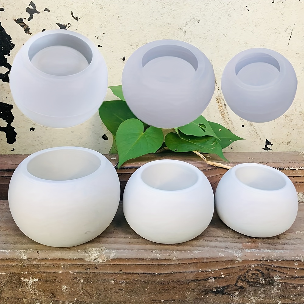 3pcs-Round Flower Pot Silicone - Candle Making Jars 评论和价格